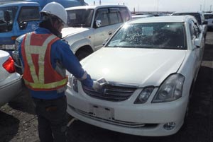 Vehicles being inspected for radiations at the entrance of JapaneseVehicles.com Yard