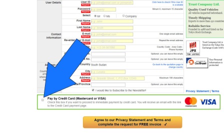 Select credit card payment in the order page